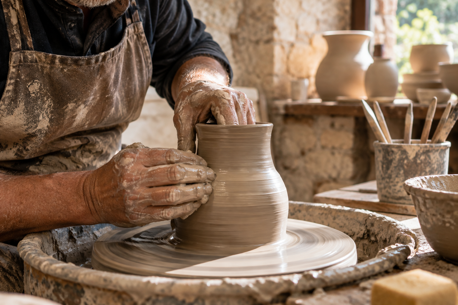 Le geste d’un artisan potier : illustration des ateliers ouverts.